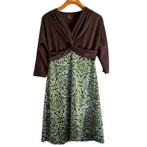 Title Nine Boho Knotted Twist Front 3/4 Sleeve Dress M
